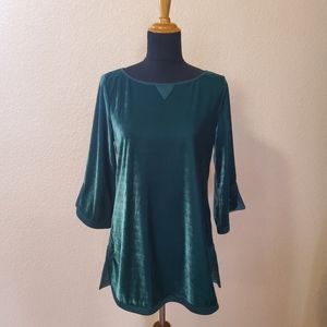 Soft Surroundings Velvet Boxy Tunic Top XS Green New